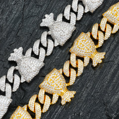 TUHE 925 Sterling Silver Fortune Bag Bracelet – Unisex VVS Moissanite Chain Design