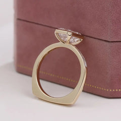 Gold Emerald 14K–18K-Cut 2CT VVS Moissanite Bezel Engagement Ring