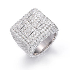 TUHE Unisex Rings Iced Out Baguette VVS1 Moissanite Cross Rings S925 Silver For Men Hip Hop Jewelry