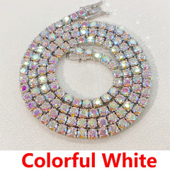 Hiphop 3-4mm Golden Yellow Moissanite Tennis Chain Bracelet Necklace S925 Silver Blue Moissanite Diamond Link Necklace Gift