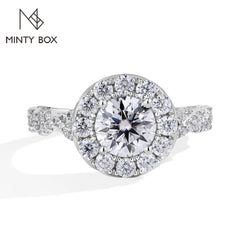 1.5ct Round Shape Halo Moissanite Ring S925 Sterling Silver 18K Plated Lab Diamond Engagement Rings For Women Jewelry