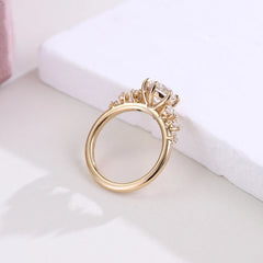 Perfect Gold Round 10K–14K -Cut 1CT VVS Moissanite Flower Engagement Ring