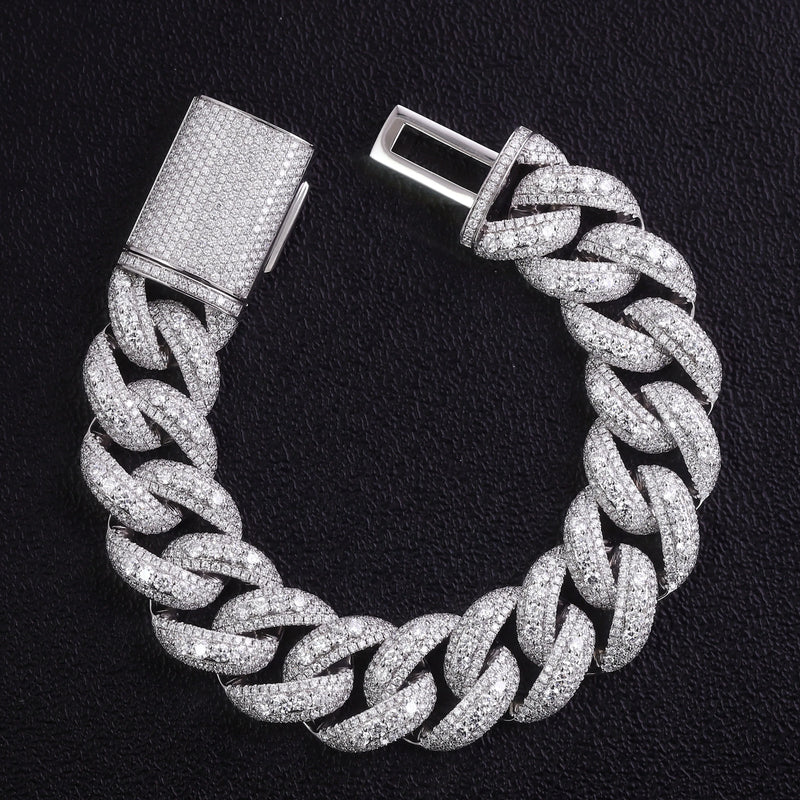 20mm Moissanite Cuban Link Bracelet – 10K/14K/18K Gold