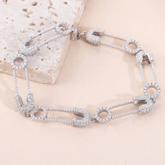 Paper Clip Bracelet – 7.5-Inch Round-Cut VVS Moissanite Chain for Women