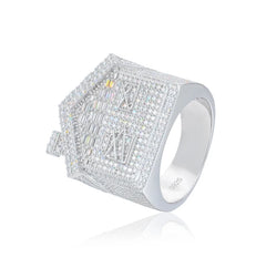 TUHE Unisex Rings Iced Out Baguette VVS1 Moissanite Cross Rings S925 Silver For Men Hip Hop Jewelry
