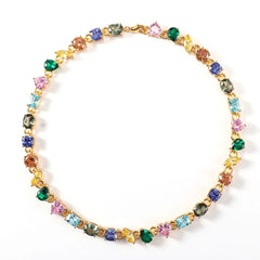 Rainbow Art 925 Silver Chain Necklace – VVS Moissanite Gemstone Design for Women