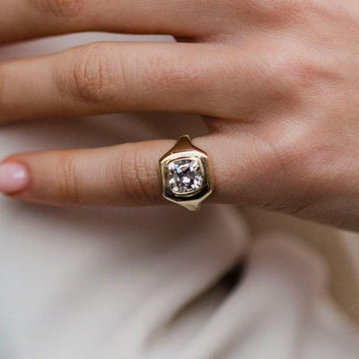 2 Carat Cushion Cut Moissanite Ring Set