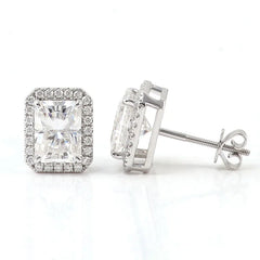 Elegant 18K Octagon Earrings, – 2CT Pear-Cut VVS Moissanite Pendant