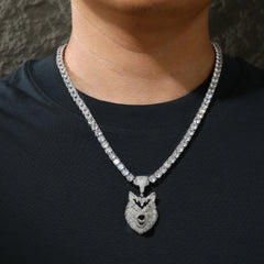 New Hip Hop 925 Sterling Silver Bling 3D Wolf Pendant Necklace Iced Out Moissanite Necklaces for Men Charm Jewelry Gift With GRA