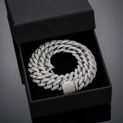 14mm S925 Sterling Silver VVS1 Moissanite Diamond Cuban Link Chain Necklace