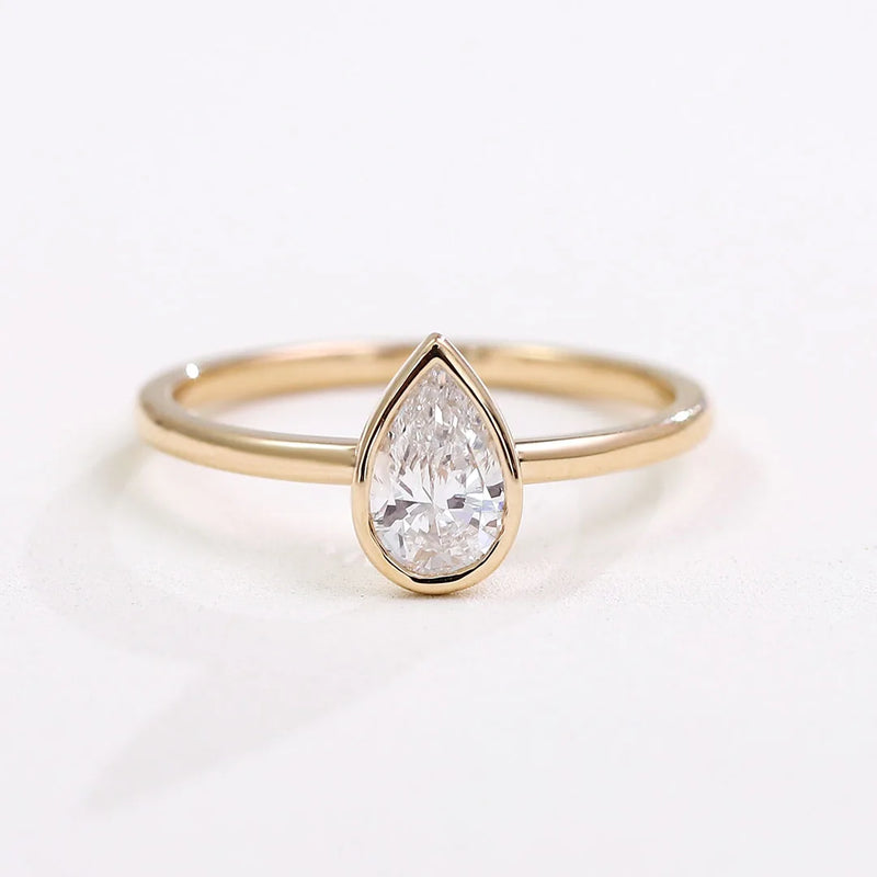 Solid Gold Stackable Ring Set 14K–18K  – Emerald, Oval & Pear-Cut VVS Moissanite Rings