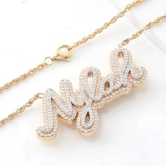 Provence 10K–14K Solid Gold Twist Chain Necklace – Custom VVS Moissanite Name Pendant