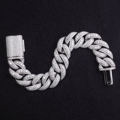 20mm Moissanite Cuban Link Bracelet – 10K/14K/18K Gold