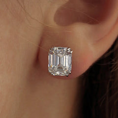 8CTTW Emerald/Radiant Cut Moissanite Stud Earrings for Women Luxury D Color Moissanite Diamond Earrings S925 Silver Jewelry GRA