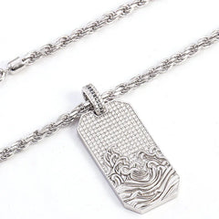 Provence Rectangular VVS Moissanite Pendant – Custom 925 Sterling Silver Necklace for Men