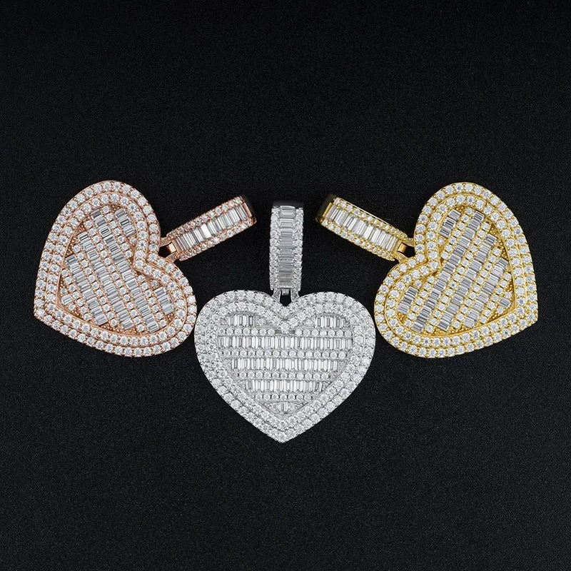Moissanite Heart Pendant For Women Men Silver 925 Jewelry VVS Moissanite Diamond Love Necklace Pass Tester