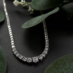 3-6.5mm Size dient All Moissanite Diamond Tennis Necklace with Certificate S925 Silver Riviera Necklaces Neck Chain