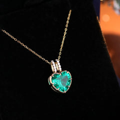 Gold Heart Pendant Necklace 10K–14K Solid – VVS Moissanite Centerpiece