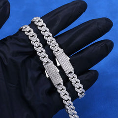 ICEBLING 925 Silver Moissanite 8mm Prong Cuban Link Chain Iced Out Pass Diamond Tester Single Row VVS Necklace Jewelry