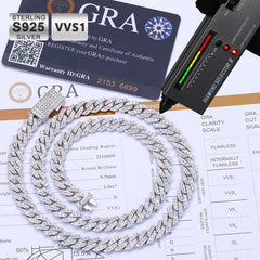 ICEBLING 925 Silver Moissanite 8mm Prong Cuban Link Chain Iced Out Pass Diamond Tester Single Row VVS Necklace Jewelry