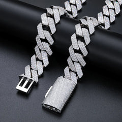 23mm Moissanite Cuban Link Full Diamond  GRA Solid 925 Sterling Silver
