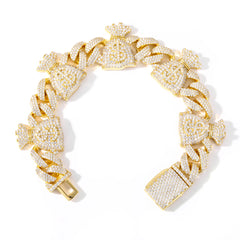 TUHE 925 Sterling Silver Fortune Bag Bracelet – Unisex VVS Moissanite Chain Design