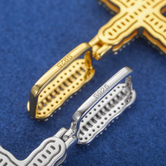 Luxury Iced Out Baguette Moissanite Cross Pendant Necklace For Woman 925 Sterling Silver Hip Hop Man Religion Charm Jewelry Gift