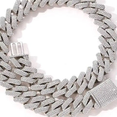 Hot Selling Hip Hop Jewelry Prong Setting GRA 925 Sterling Silver White Gold Plated Miami Moissanite Diamond Mosaic Cuban Chain