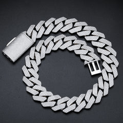 23mm Moissanite Cuban Link Full Diamond  GRA Solid 925 Sterling Silver