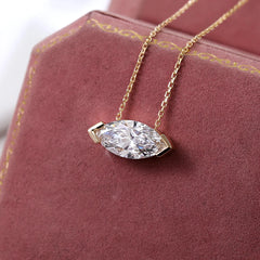Solid Gold Marquise 10K–14K -Cut 2CT VVS Moissanite Solitaire Pendant Necklace