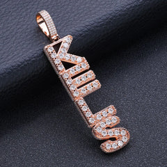 Design Your Own Big Letter Pendant – VVS Moissanite Charm Necklace for Men & Women