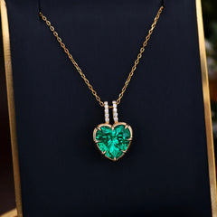 Gold Heart Pendant Necklace 10K–14K Solid – VVS Moissanite Centerpiece