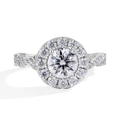 1.5ct Round Shape Halo Moissanite Ring S925 Sterling Silver 18K Plated Lab Diamond Engagement Rings For Women Jewelry