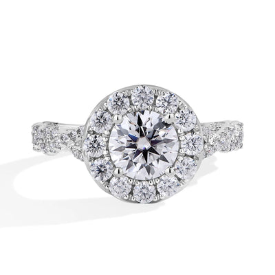 1.5ct Round Shape Halo Moissanite Ring S925 Sterling Silver 18K Plated Lab Diamond Engagement Rings For Women Jewelry