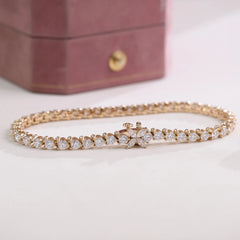 Solid Gold Marquise 10K–14K -Cut 2CT VVS Moissanite Solitaire Bracelet