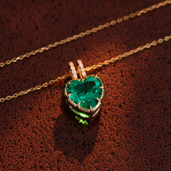 Gold Heart Pendant Necklace 10K–14K Solid – VVS Moissanite Centerpiece