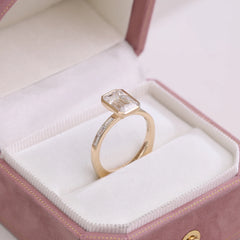 Gold Emerald 14K–18K-Cut 2CT VVS Moissanite Bezel Engagement Ring