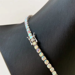 Hiphop 3-4mm Golden Yellow Moissanite Tennis Chain Bracelet Necklace S925 Silver Blue Moissanite Diamond Link Necklace Gift