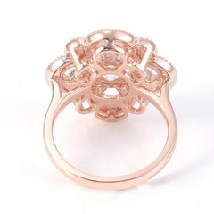 Provence 14K Solid Rose Gold Flower Ring – 4CT G Color VVS Moissanite Wedding & Engagement Design