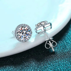 Moissanite VVS1  Round cut Earrings 925 Sterling Silver