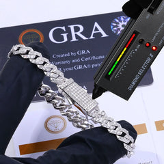 ICEBLING 925 Silver Moissanite 8mm Prong Cuban Link Chain Iced Out Pass Diamond Tester Single Row VVS Necklace Jewelry
