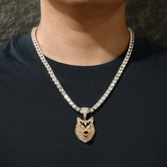 New Hip Hop 925 Sterling Silver Bling 3D Wolf Pendant Necklace Iced Out Moissanite Necklaces for Men Charm Jewelry Gift With GRA