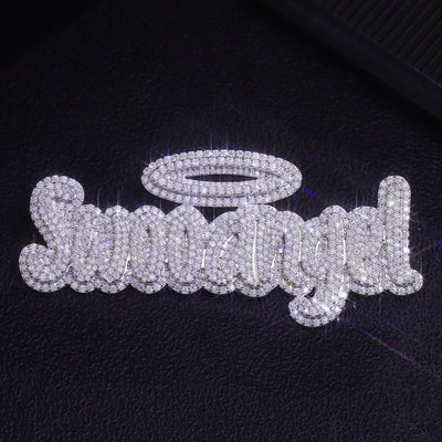 Custom 3D Baguette Letter Pendant – 925 Silver DEF/VS VVS Moissanite Nameplate Necklace