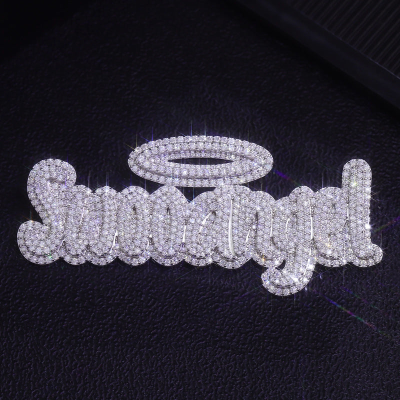 Custom 3D Baguette Letter Pendant – 925 Silver DEF/VS VVS Moissanite Nameplate Necklace