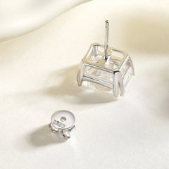 8CTTW Emerald/Radiant Cut Moissanite Stud Earrings for Women Luxury D Color Moissanite Diamond Earrings S925 Silver Jewelry GRA