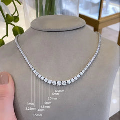 3-6.5mm Size dient All Moissanite Diamond Tennis Necklace with Certificate S925 Silver Riviera Necklaces Neck Chain