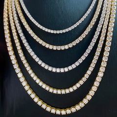 Provence 10K–18K Gold Moissanite Tennis Necklace – D Color VVS1 Stones with GRA Certification