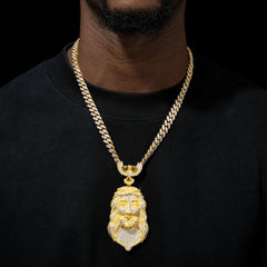 Full Iced Out Bling Moissanite Jesus Head Pendant For Men Big Religious Jesus Christ Necklace Hip Hop Christian Rock Rapper Jewe