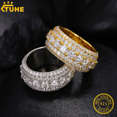 Fine Jewelry VVS1 Moissanite Rings With Certificate For Men Hip Hop Pave Setting S925 Sterling Silver Rings Hip Hop Jewelry
