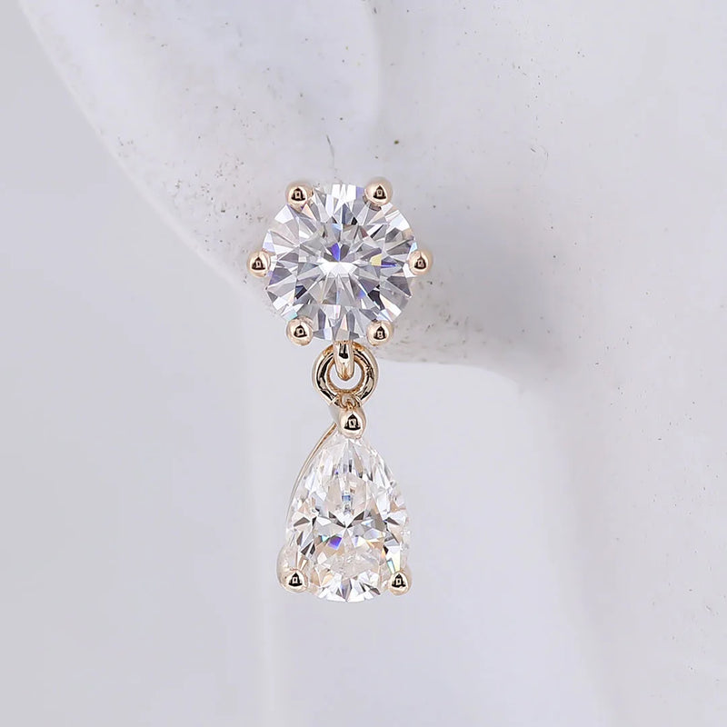 Teardrop 18K White Gold Pear-Cut D Color VVS Moissanite Drop Earrings – GRA Certified